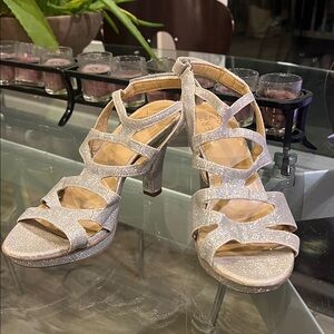 Elegant Silver Strappy Heels